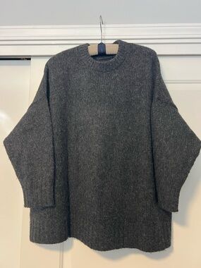 Jenni Kayne Baby Alpaca Crewneck Oversized Sweater Charcoal Medium